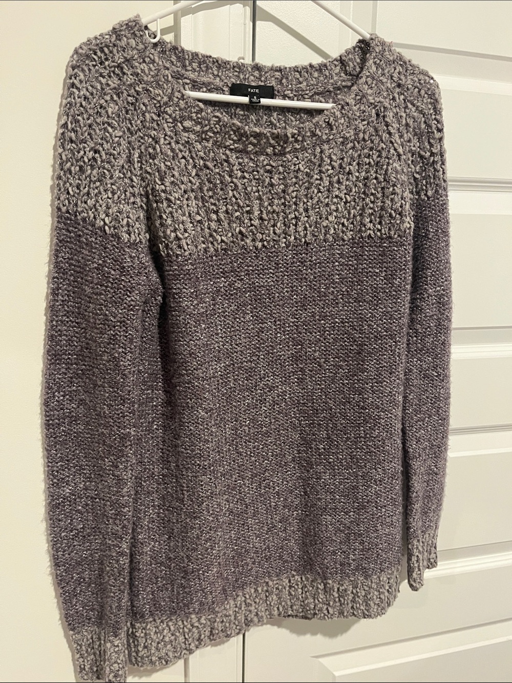 Fate Two-Tone Lilac Knit Crewneck Sweater